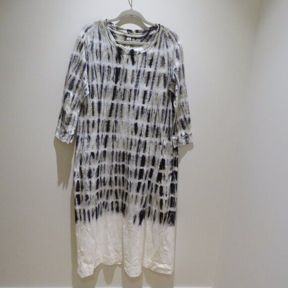 GILDA MIDANI Maria Maxi Dress in Black White Tie Dye Lagenlook Artsy Boho NWT - Picture 2 of 16